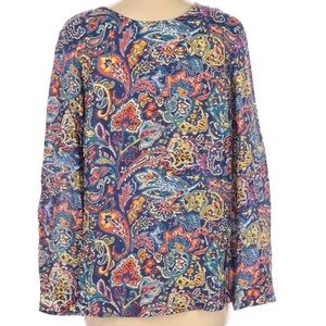 J McLaughlin floral paisley silk blend blouse L